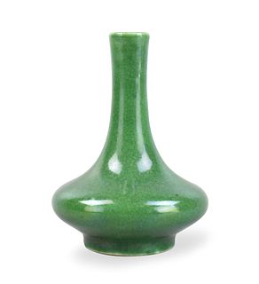 Small Chinese Ge Type Green Glazed Vase,19th C.