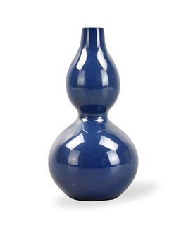 Chinese Blue Glazed Gourd Vase,19th C.