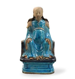 Chinese Fahua Glazed "Zhenwu" Figure,17th C.