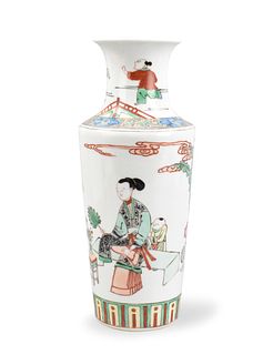 Chinese Famille Verte Figural Vase,Guangxu Period