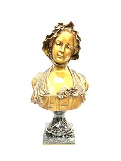 Bronze Bust of a Maiden Signed G. F. Pamano