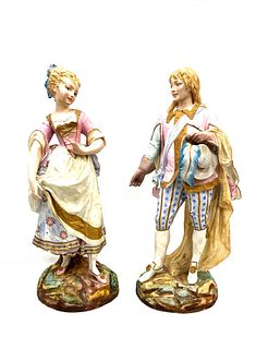 Pair of Paul Duboy Painted Bisque Porcelain Figurines