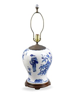 Chinese Blue & White Figural Jar MAL, 19th C.