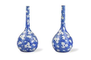 Pair of Chinese B & W Plum Flower Vase,Kangxi P.