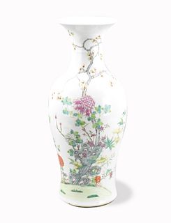 Large Chinese Famille Rose Floral Vase, ROC Period