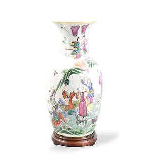 Chinese Famille Rose Vase w/ 8 Immortals, 19th C.