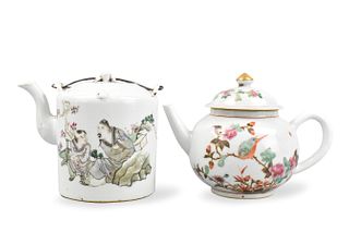 2 Chinese Famille Rose Teapot, 19/20th C.