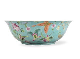 Chinese Turquoise Famille Rose Bowl, ROC Period