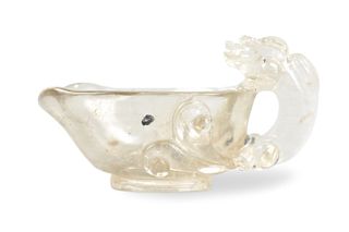 Chinese Rock Crystal Libation Cup w/ Dragon,Qing D