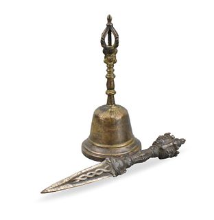 Tibetan Bronze Bell & Vajry Pestle, Qing Dynasty