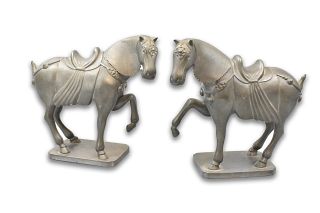 Pair of Chinese Pewter Horses,ROC Period
