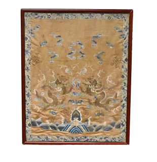 Chinese Embroidery w/ Two Dragon,Qing Dynasty