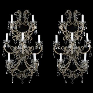 Pair of Bagues Style Crystal Sconces