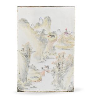 Chinese Qianjiang Glazed Panel w/ Landscape, ROC P