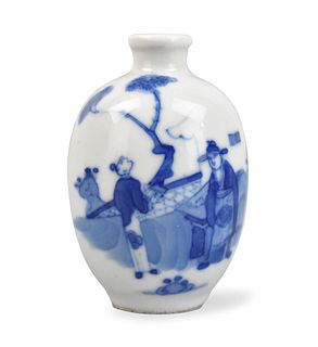 Chinese B & W Snuff Bottle w/ Figure,19th C.