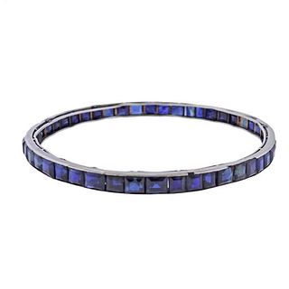 Platinum Sapphire Bangle Bracelet