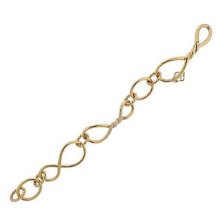 David Yurman Continuance Link 18k Gold Diamond Bracelet