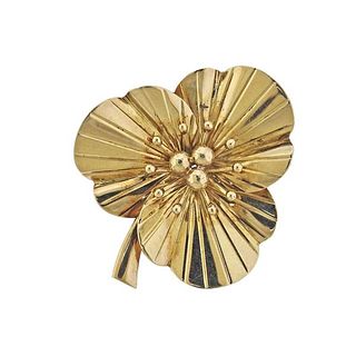 Tiffany &amp; Co Vintage 14k Gold Clover Brooch Pin