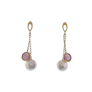 Yvel 18k Gold Pearl Diamond Quartz Drop Earrings