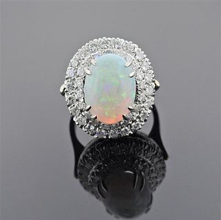 14k Gold Diamond Opal Cocktail Ring