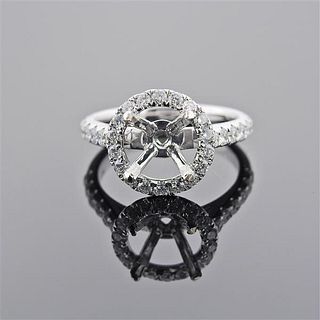 18k Gold Diamond Halo Engagement Ring Setting