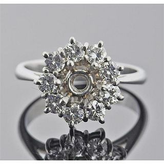 18k Gold Diamond Engagement Cluster Ring Setting