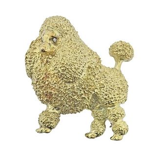 Martine 1960s 14k Gold Poodle Dog Brooch 