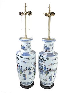 Pair of Chinese Porcelain Vase Lamps