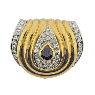 18k Gold Diamond Sapphire Pendant Clip 