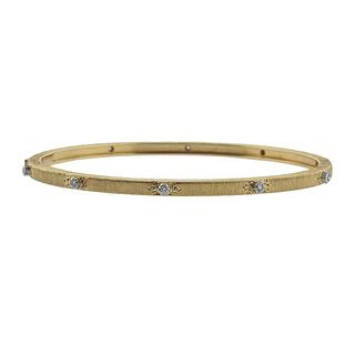 Buccellati 18k Gold Diamond Skinny Bangle Bracelet