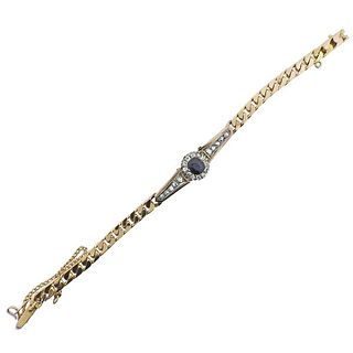 Antique 14k Gold Sapphire Diamond Bracelet