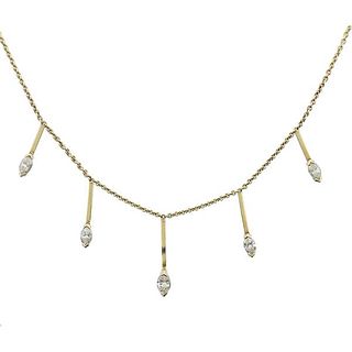 Antique 14k Gold Diamond Drop Necklace