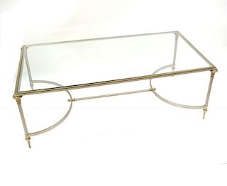 Modern Brass and Glass Cocktail Table