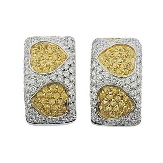 Mayors 18k Gold Diamond Yellow Sapphire Heart Hoop Earrings