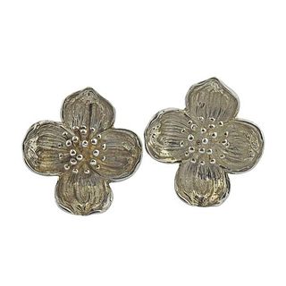 Tiffany &amp; Co Sterling Silver Dogwood Flower Earrings