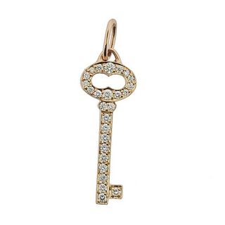 Tiffany &amp; Co 18k Rose Gold Diamond Mini Key Pendant