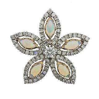 Casbah 18k Gold Diamond Opal Brooch Pendant