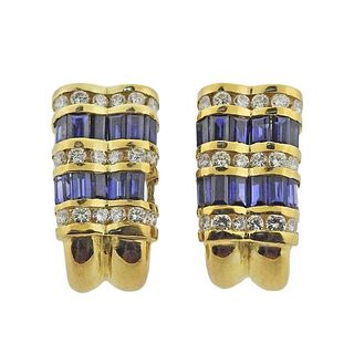 18k Gold Diamond Sapphire Cocktail Earrings