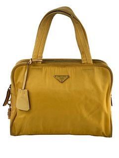 Prada Yellow Tessuto Top Handle Bag