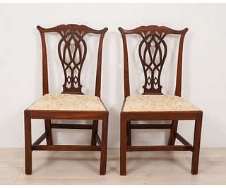 PAIR ENGLISH CHIPPENDALE SIDE CHAIRS