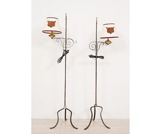 TWO WROUGHT IRON FLOOR LAMPS