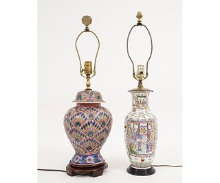 TWO CHINESE STYLE TABLE LAMPS
