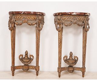 PAIR OF FRENCH HALF WALL TABLES