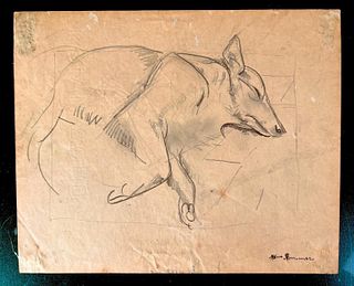 William Sommer Drawing, Sleeping Dog