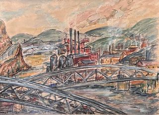 James Routh Watercolor and Gouache, Pittsburgh Industrial