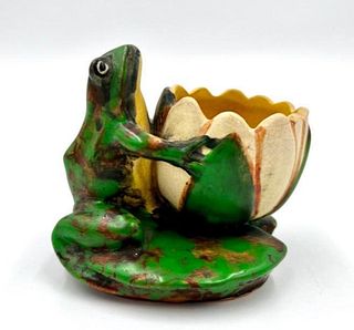 Weller Coppertone Frog with Lilypad Vase