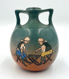 Weller Dickens Ware Jug, Chess Players, Edwin L. Pickens