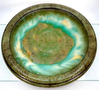 Large Fulper Green Flambe Glaze Bowl