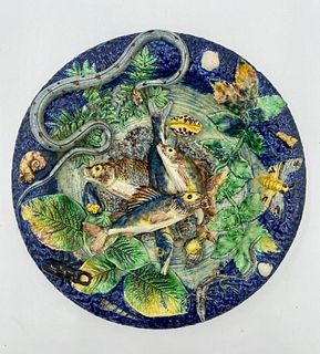 Palissy Style Majolica Charger, 19thc.