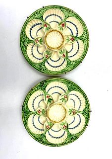 Pair of Majolica Oyster Plates
